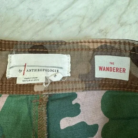 Anthropologie The Wanderer Utility Shorts Brown Olive Abstract Camo 28 - Picture 3 of 7